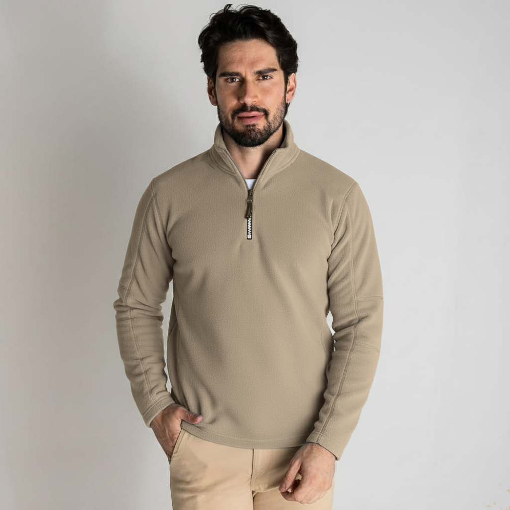 Cotton Sweater with Zipper